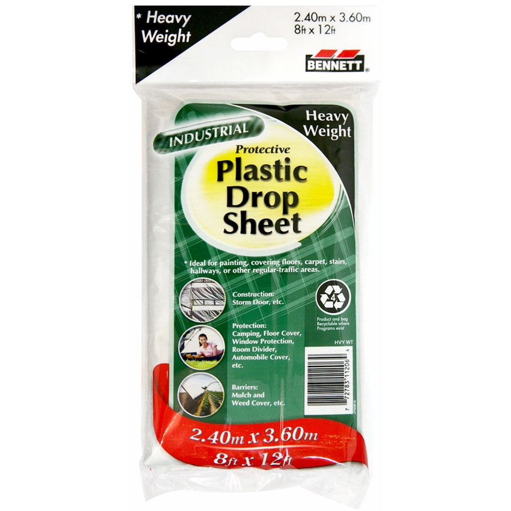 BENNETT 8 ft. x 12 ft. Heavy Weight Plastic Drop Sheet